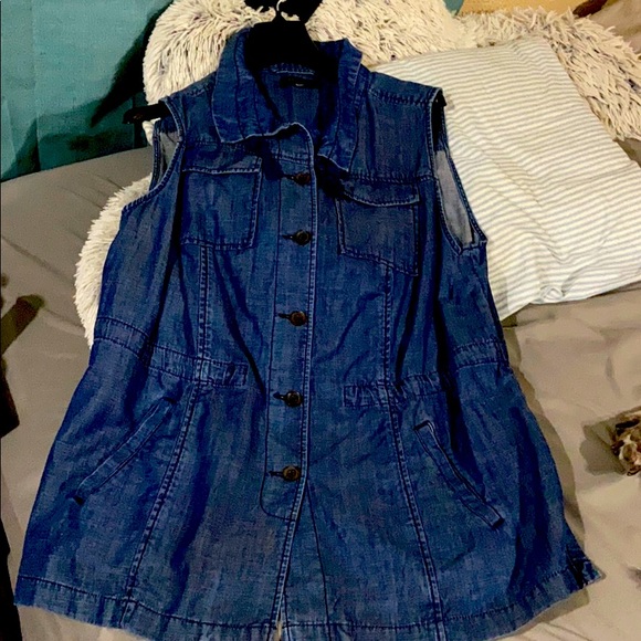 talbots denim vest